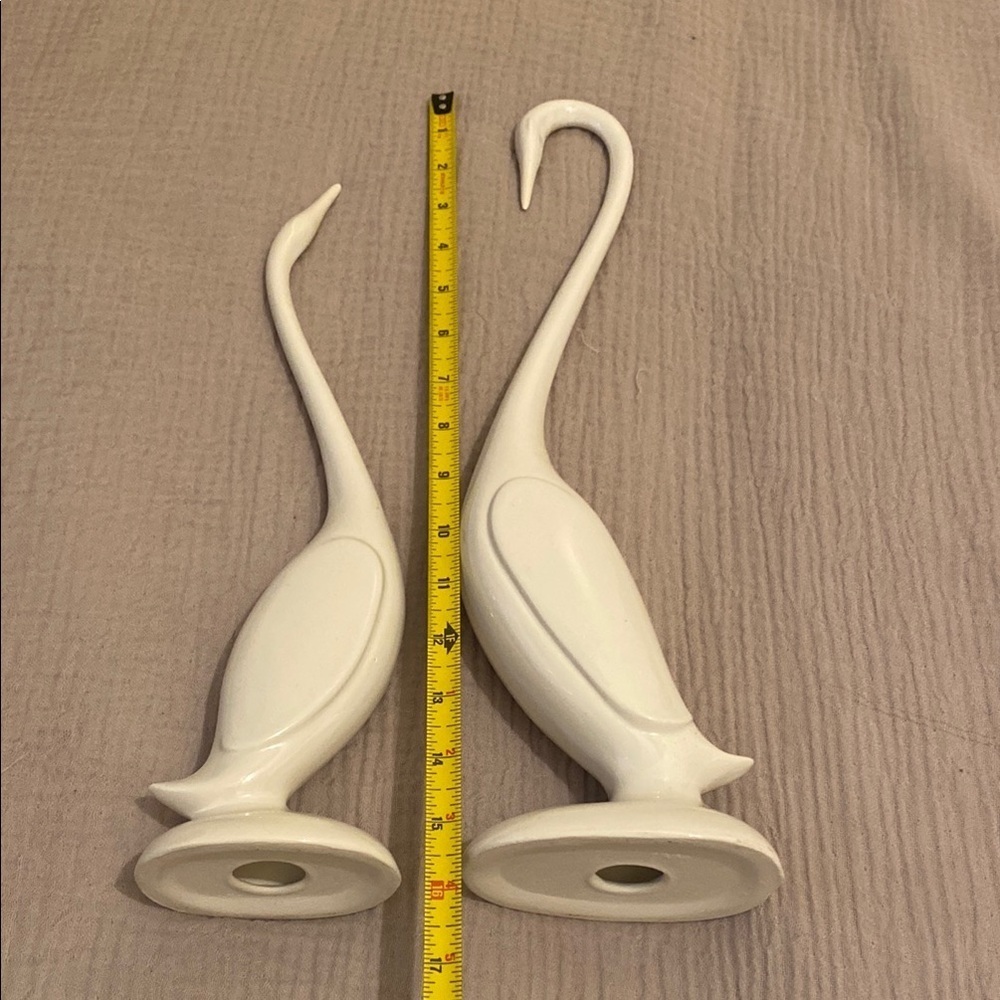 Elegant White Crane Birds Sculptures. Set 2 pieces - Picture 5 of 9